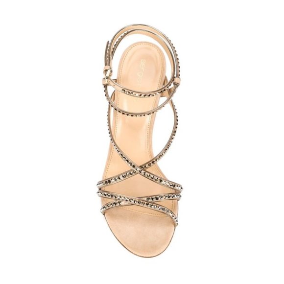$2995 New Sergio Rossi NUDE ROYAL STRASS Crystals Shoes  Sergio Rossi Nude Swarovski Crystal Studded Sandal